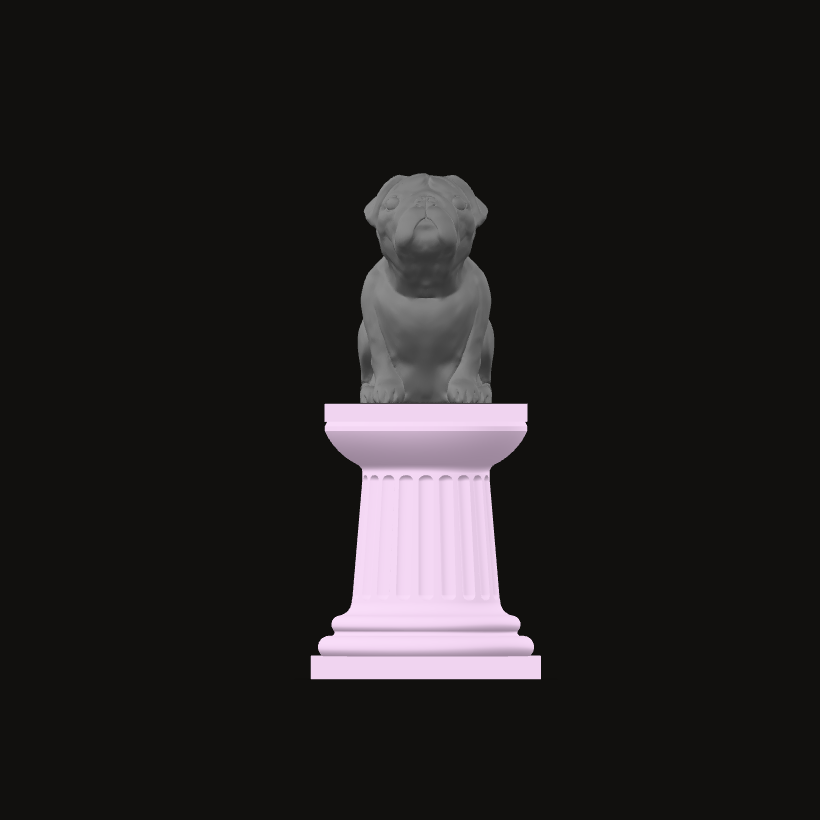 Pug statue, front view