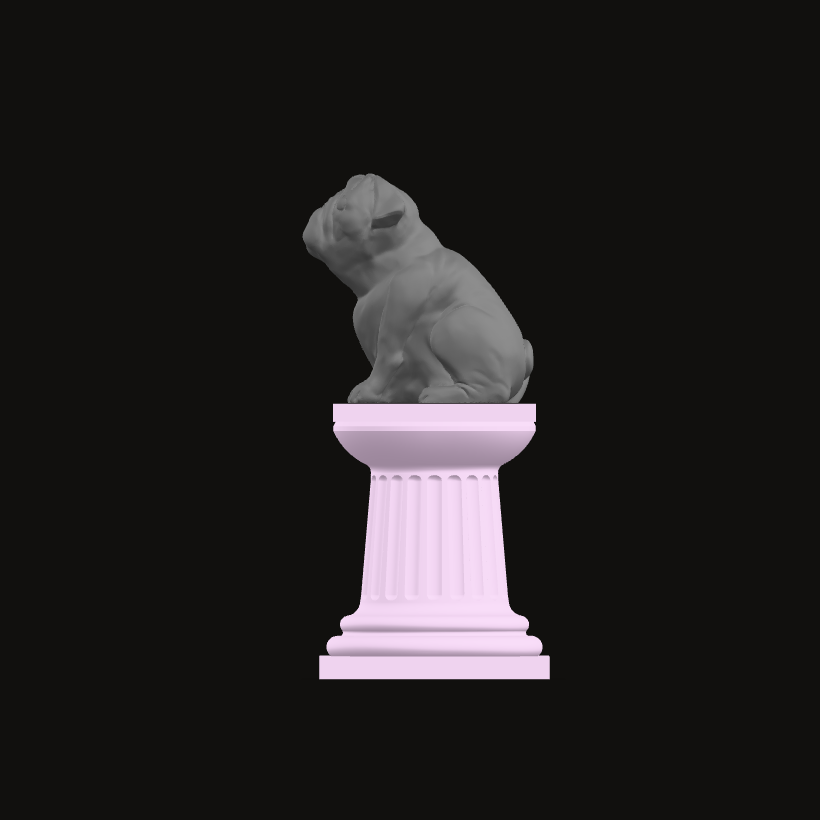 Pug statue, side view