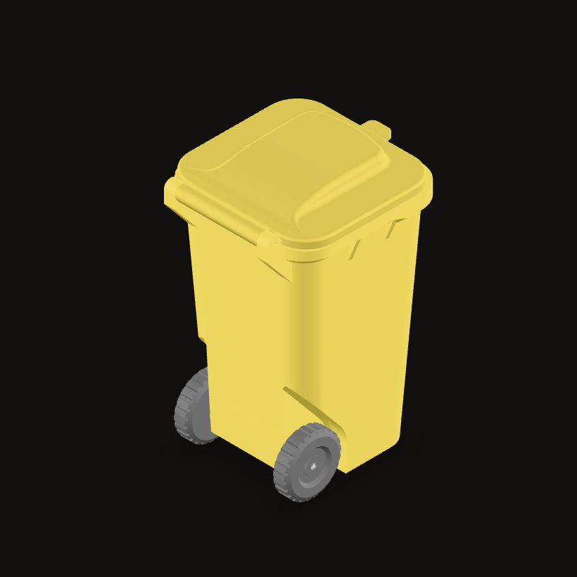 Wheelie bin, isometric view