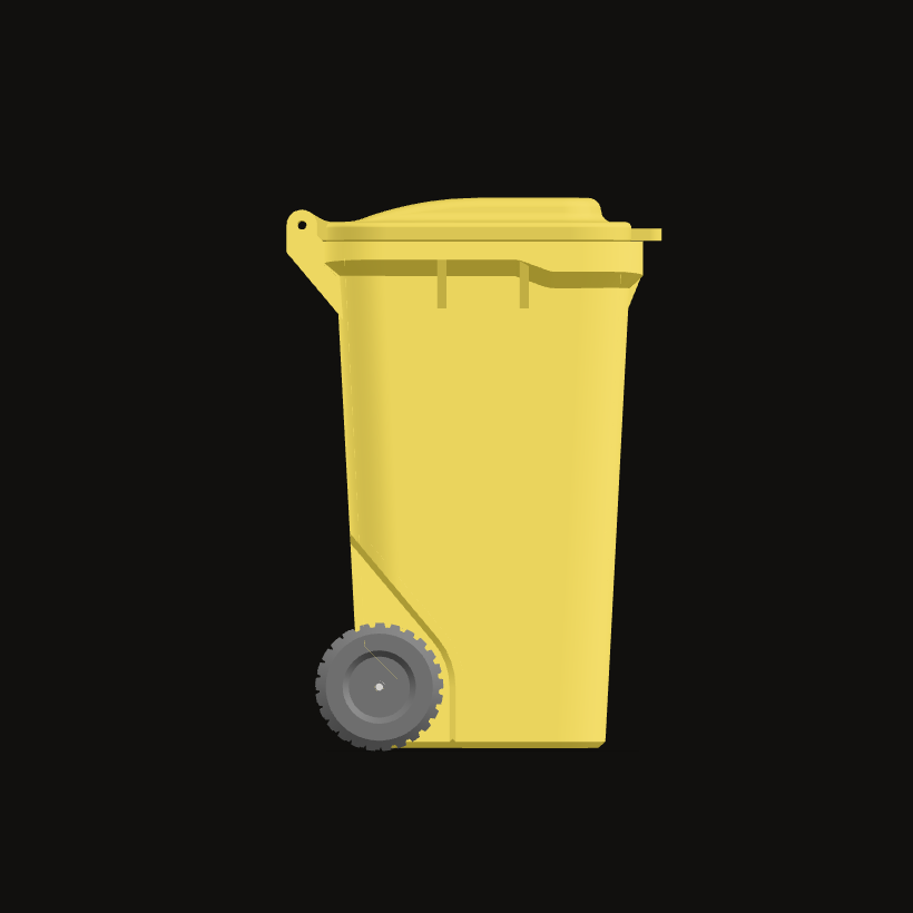 Wheelie bin, side view